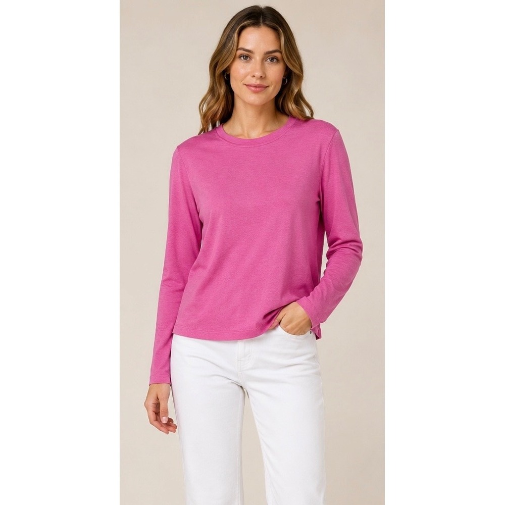 A New Day Pink Long Sleeve Crew Neck Tencel Lyocell Blend T-Shirt Sz Small‎